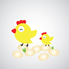 Cartoon hen with eggs