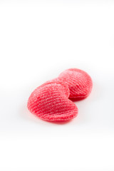 Red hearts on white d