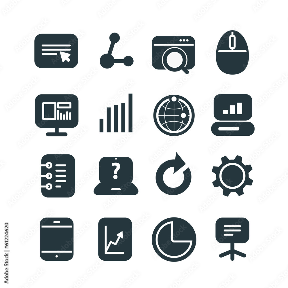 Poster different seo icons set. design elements
