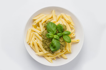 pasta with pesto in a plate