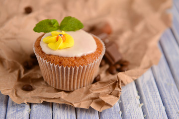 Tasty cupcake with butter cream,