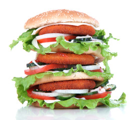 Huge burger, isolated on white