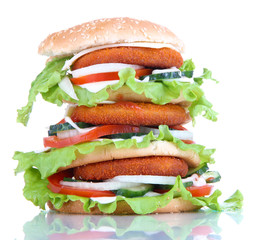 Huge burger, isolated on white