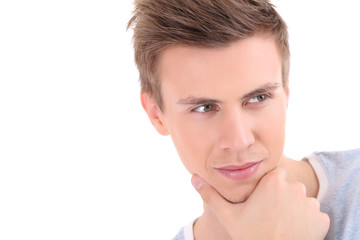 Naklejka premium Portrait of handsome young man isolated on white
