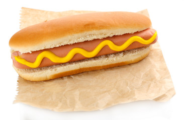 Tasty hot dog isolated on white