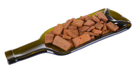 Crackers on plate isolated on white