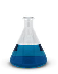 Flask with blue liquid inside