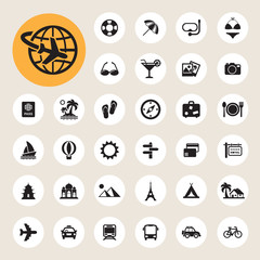 Travel and vacation Icons set