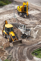 Bulldozer digging the ground