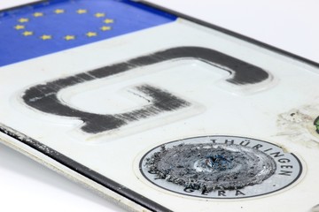 entstempeltes deutsches Autokennzeichen