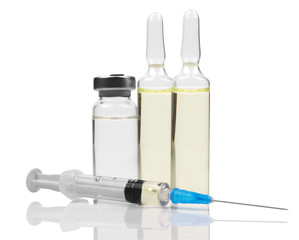 Ampules and syringe