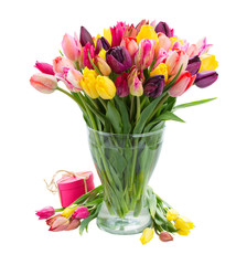 bunch of fresh spring tulips in vase