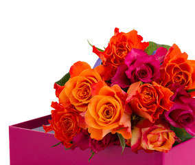 pile  of orange and pink  roses