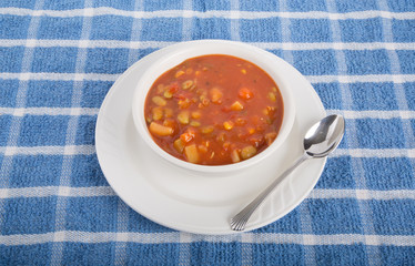 Vegetable Soup in White Bowl