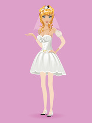 Romantic cartoon bride