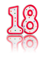 Rote Nummer Achtzehn mit Reflexion