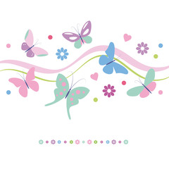 lovely colorful butterflies flowers and hearts greeting card
