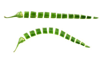 Sliced in pieces chili pepper isolated