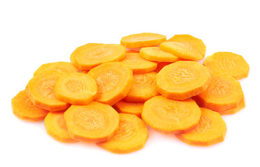Pile of carrot circles isolated