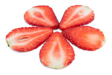 Sliced strawberry isolated on white background