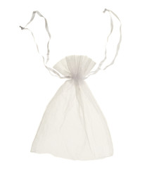 White drawstring bag packaging isolated