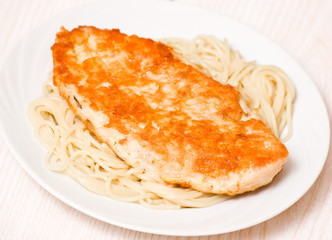chicken breast with spaghetti 