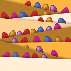 Lots of colorful eggs in line