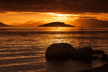 Midnight sun - Norway fjord