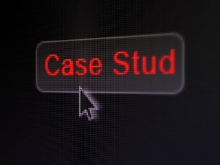 Education concept: Case Study on digital button background