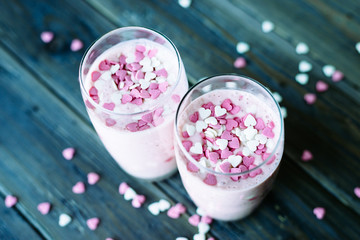 Romantic strawberry lovely milkshake