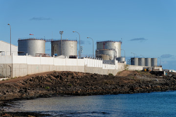 View of oil refinery of a sky background