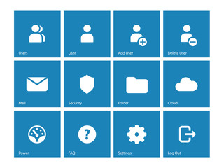 User Account icons on blue background.