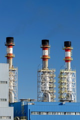 Air pollution of a factory with several chimneys