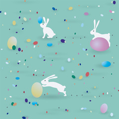 Easter pattern / Seamless print with bunnies end eggs