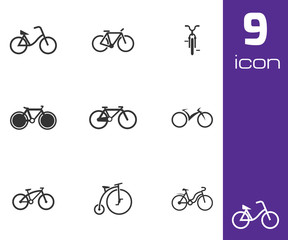 Vector black bicycle icons set