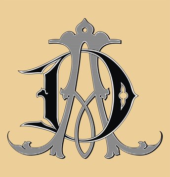 Vintage monogram AD tattoo