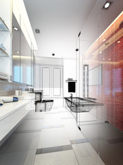 sketch design of interior bathroom