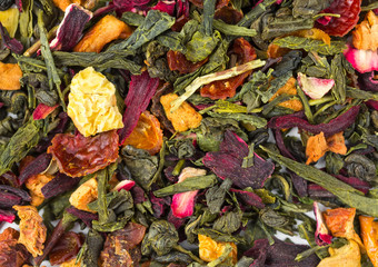 Background of tea with fruit