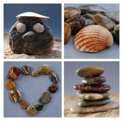Collage - Steine Muscheln Sand
