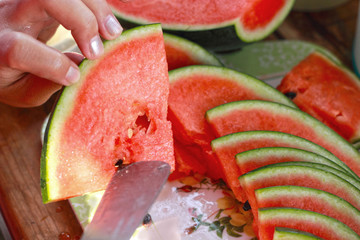 Watermelon slices on a plate.