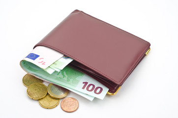 Money in leather wallet