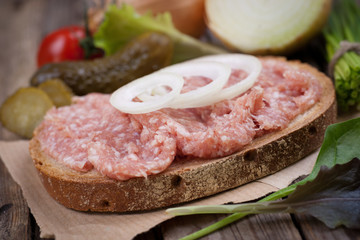 Bread with sausage
