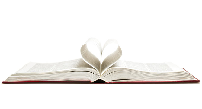 Opened book with heart