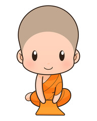 Buddhist Monk cartoon, illustration