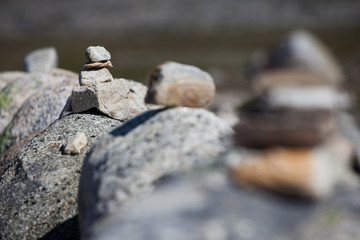 Pyramids of stones on Arctit cirkel - Norway