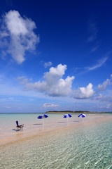 Fototapeta na wymiar 美しい沖縄のビーチと夏空
