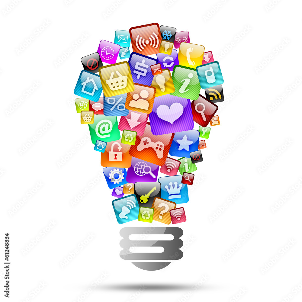 Poster lamp consisting of apps icons