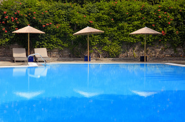 swimming pool at summer resort, Greece