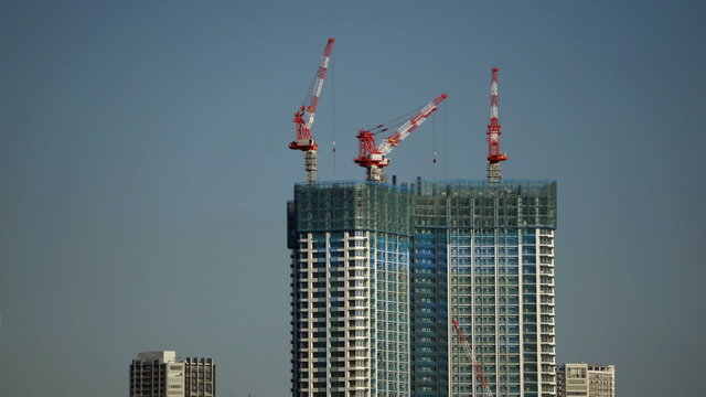 建設中の高層マンションイメージ ハイスピード 再開発の東京湾岸地区（インターバル撮影）