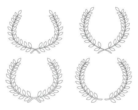 Outline of laurel wreaths, vector isolated